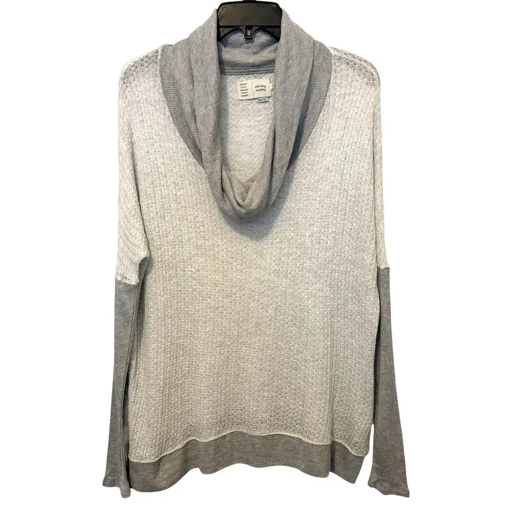 Anthropologie Saturday Sunday Waffle Cowlneck Pullover Top Small